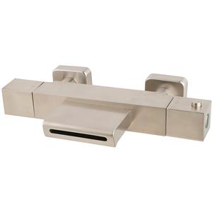 Wiesbaden Rombo Thermostatische Badmengkraan - Waterval - Geborsteld Staal
