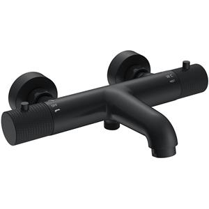 Wiesbaden Ribbd Thermostatische Badmengkraan - 15cm - Mat Zwart