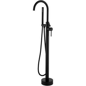 BES LED Vrijstaande Badkraan - Leoni - 110.9cm - Handdoucheset - RVS - Mat Zwart