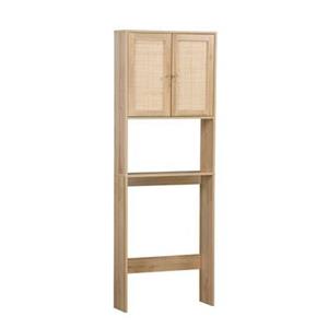 Sweeek  Wc meubelrek met houten en rotan decoratie