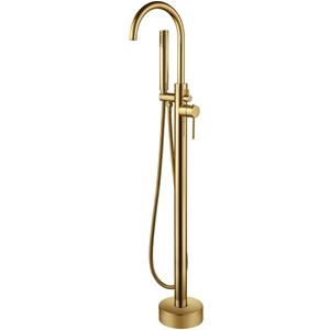 BES LED Vrijstaande Badkraan - Leoni - 110.9cm - Handdoucheset - RVS - PVD - Geborsteld Goud