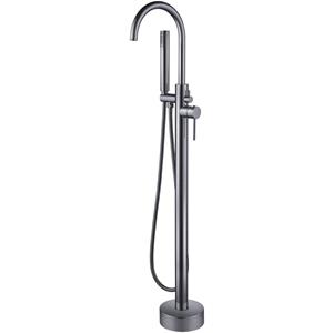 BES LED Vrijstaande Badkraan - Leoni - 110.9cm - Handdoucheset - RVS - PVD - Gunmetal Grijs