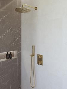 <QuerySet [<AttributeOption: Wiesbaden>]> Caral inbouwthermostaat compleet met hoofddouche 25 cm en staafhanddouche geborsteld messing