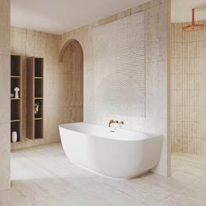 Riho Half Vrijstaand Ligbad  Phatos B2W 170x80x57 cm Incl. Pop Up Waste, Sifon en Afvoer Mat Wit
