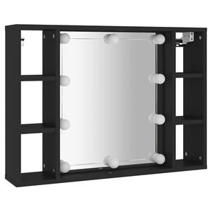 VidaXL Spiegelkast met LED-verlichting 76x15x55 cm zwart