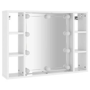 VidaXL Spiegelkast met LED-verlichting 76x15x55 cm hoogglans wit