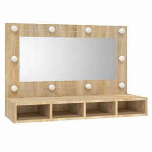 VidaXL Spiegelkast met LED-verlichting 90x31,5x62 cm sonoma eikenkleur