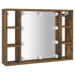 VidaXL Spiegelkast met LED-verlichting 76x15x55 cm gerookt eikenkleur