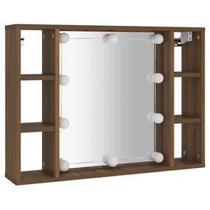 VidaXL Spiegelkast met LED-verlichting 76x15x55 cm bruin eikenkleur