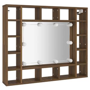 VidaXL Spiegelkast met LED-verlichting 91x15x76,5 cm bruin eikenkleur