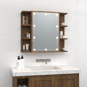 VidaXL Spiegelkast met LED-verlichting 70x16,5x60 cm bruin eikenkleur