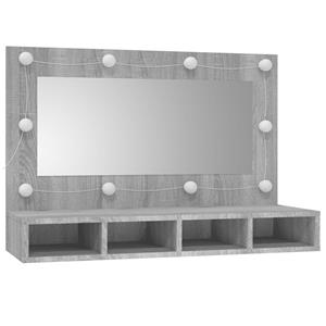 VidaXL Spiegelkast met LED-verlichting 90x31,5x62 cm grijs sonoma