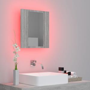 VidaXL Badkamerspiegelkast LED 40x12x45 cm bewerkt hout grijs sonoma