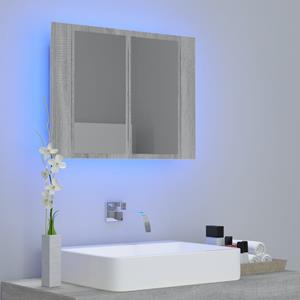 VidaXL Spiegelkast LED 60x12x45 cm bewerkt hout grijs sonoma eiken