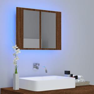 VidaXL Spiegelkast LED 60x12x45 cm bewerkt hout bruin eikenkleur