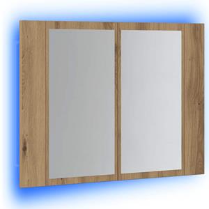 VidaXL Spiegelkast LED 60x12x45 cm bewerkt hout artisanaal eikenkleur