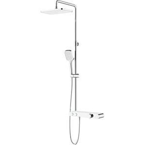 BES LED Thermostatische Regendoucheset met Planchet - Leoni Inoli - 30cm - Vierkante Hoofddouche - Handdouche - Chroom/Wit