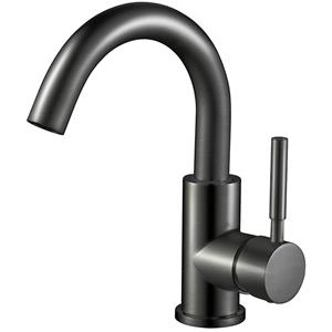 BES LED Wastafelkraan - Wastafelmengkraan - Leoni Elni - Opbouw - Rond - PVD - Gunmetal Grijs