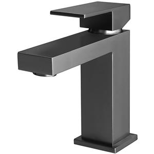 BES LED Wastafelkraan - Wastafelmengkraan - Leoni Crinty - Opbouw - Vierkant - PVD - Gunmetal Grijs