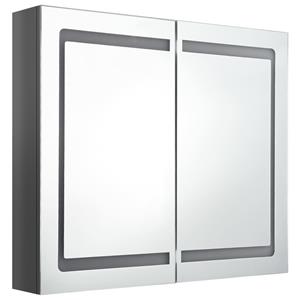 VidaXL Badkamerkast met spiegel en LED 80x12x68 cm glanzend grijs