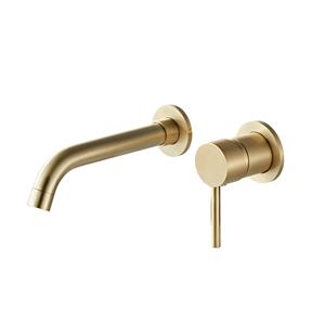 Boss & Wessing BWS Wastafelkraan Inbouw | Gold | Incl.Inbouwdeel | Geborsteld Messing | Mat Goud