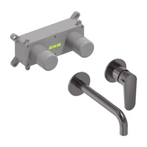 MAY Inbouw Wastafelmengkraan  Forma Eenhendel Incl. Inbouwbox Geborsteld Carbon Black PVD