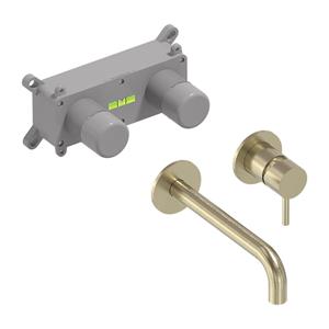 MAY Inbouw Wastafelmengkraan  Stilo Eenhendel Incl. Inbouwbox Geborsteld Mat Goud PVD