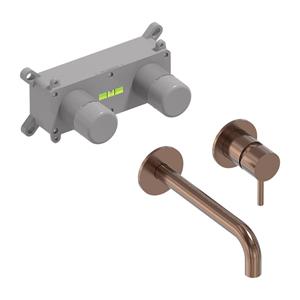 MAY Inbouw Wastafelmengkraan  Stilo Eenhendel Incl. Inbouwbox Geborsteld Mat Koper PVD
