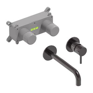 MAY Inbouw Wastafelmengkraan  Stilo Eenhendel Incl. Inbouwbox Geborsteld Carbon Black PVD