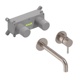 MAY Inbouw Wastafelmengkraan  Stilo Eenhendel Incl. Inbouwbox Geborsteld Nickel PVD