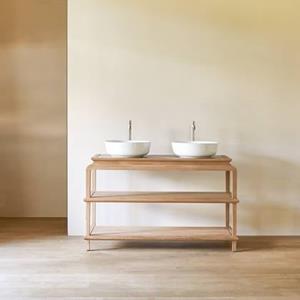 Tikamoon  Massief teakhouten wastafelmeubel Achille 135 cm