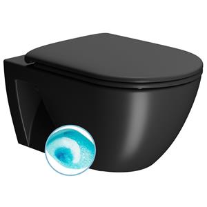 Sapho Wand Toilet Swirlflush  Pura Eco 36x55 cm Mat Zwart
