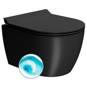 Sapho Wand Toilet Swirlflush  Pura 35x46 cm Mat Zwart