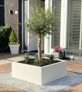 GLM plantenbak Lyon met bodem Wit 75x75x40cm