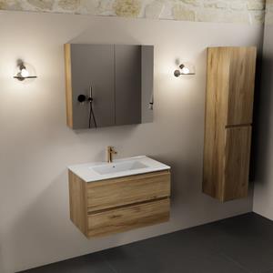 Mondiaz Aivy badmeubel 80cm chai met wastafel keramiek wit glans 1 kraangat en spiegelkast