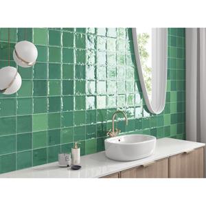 Praxis Wandtegel Zellige - Groen - 12x12 Cm – 8,5 Mm - 0,55 M²