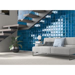 Praxis Wandtegel Zellige - Blauw – Glanzend - 12x12 Cm – 8,5 Mm - 0,55 M²