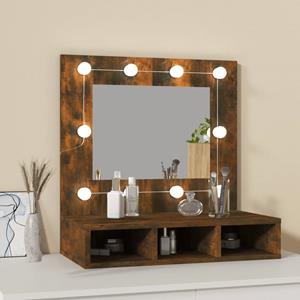 VidaXL Spiegelkast met LED-verlichting 60x31,5x62 cm gerookt eiken