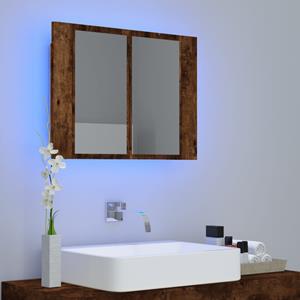 VidaXL Spiegelkast LED 60x12x45 cm bewerkt hout gerookt eikenkleurig