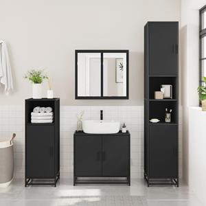 VidaXL Badkamerkast met spiegel 65x20x60 cm bewerkt hout zwart