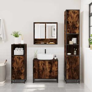VidaXL Badkamerspiegelkast 65x20x60 cm bewerkt hout gerookt eikenkleur