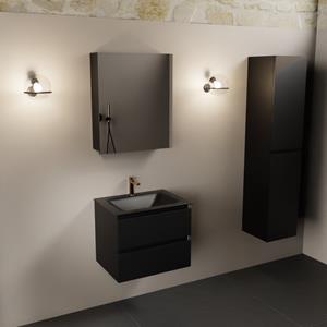 Mondiaz Aivy badmeubel 60cm urban met wastafel solid surface urban midden 1 kraangat en spiegelkast