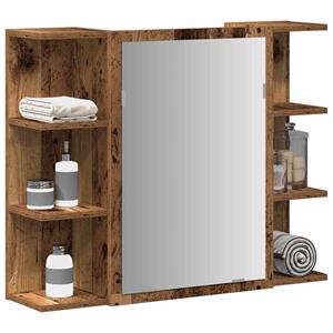 VidaXL Badkamerspiegelkast 80x20,5x64 cm bewerkt hout oud houtkleurig