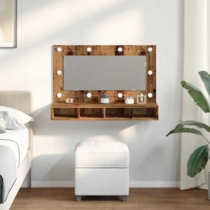VidaXL Spiegelkast met LED-verlichting 90x31,5x62 cm oud houtkleurig