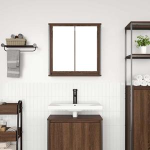 VidaXL Badkamerwandkast met spiegel 60x21x60 cm bruin eiken