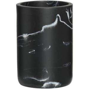 Leen Bakker Tandenborstelhouder Marble - zwart - 11xØ7,5 cm
