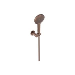 MAY Handdoucheset  3-Standen Handdouche, Verstelbare Wandsteun en Smooth Doucheslang 125 cm Geborsteld Mat Koper PVD