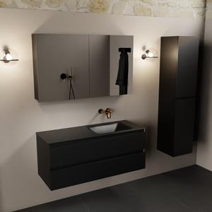 Mondiaz Aivy badmeubel 120cm urban met wastafel solid surface urban rechts zonder kraangat en spiegelkast