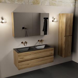 Mondiaz Aivy badmeubel 120cm chai met wastafel solid surface urban dubbel zonder kraangat en spiegelkast
