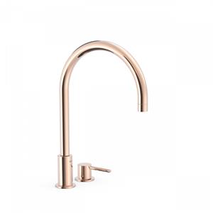 Tres Wastafelmengkraan  Study Exclusive 37,3 cm 2-Gats 1-Hendel Uitloop Gebogen Rond Rosé Goud 